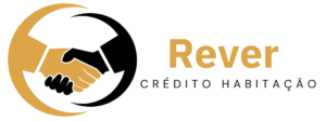 Logótipo com aperto de mão e texto "Rever Crédito", símbolo de confiança na renegociação do crédito habitação